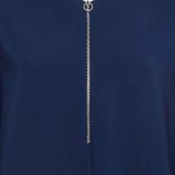Pre Owned Stella McCartney Blue Crepe Zip Neck Top M