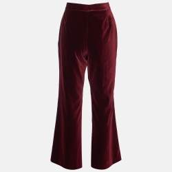 Pre Owned Stella McCartney Bordeaux Velvet Straight Leg Trousers M