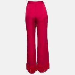 Pre Owned Stella McCartney Pink Satin Tassels Detail Trousers S