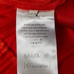 Pre Owned Stella McCartney Red Satin Straight Leg Trousers M