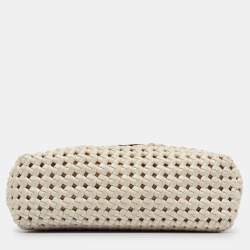 Pre Owned Stella McCartney Off White Woven Faux Leather Becks Top Handle Bag