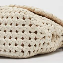 Pre Owned Stella McCartney Off White Woven Faux Leather Becks Top Handle Bag
