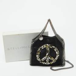 Pre Owned Stella McCartney Black Faux Suede Tiny Falabella Tote