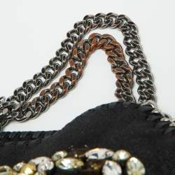 Pre Owned Stella McCartney Black Faux Suede Tiny Falabella Tote