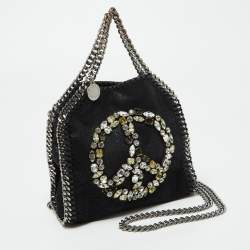 Pre Owned Stella McCartney Black Faux Suede Tiny Falabella Tote