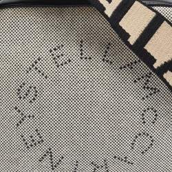 Pre Owned Stella McCartney Black/White Logo Canvas and Leather Camera Crossbody Bag