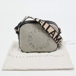Pre Owned Stella McCartney Black/White Logo Canvas and Leather Camera Crossbody Bag