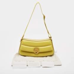 Pre Owned Stella McCartney Lime Faux Leather S-Wave Padded Shoulder Bag