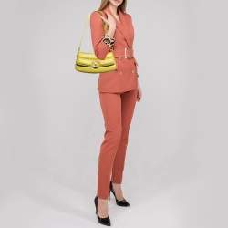 Pre Owned Stella McCartney Lime Faux Leather S-Wave Padded Shoulder Bag