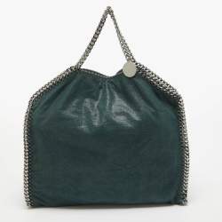 Pre Owned Stella McCartney Dark Green Faux Leather Fold Over Falabella Tote
