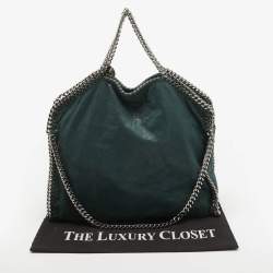 Pre Owned Stella McCartney Dark Green Faux Leather Fold Over Falabella Tote
