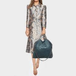 Pre Owned Stella McCartney Dark Green Faux Leather Fold Over Falabella Tote