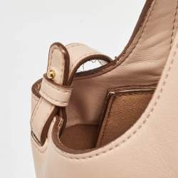 Pre Owned Stella McCartney Beige Faux Leather Perforated Logo Tote