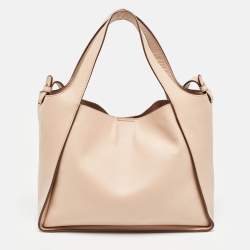 Pre Owned Stella McCartney Beige Faux Leather Perforated Logo Tote