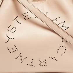Pre Owned Stella McCartney Beige Faux Leather Perforated Logo Tote