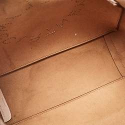 Pre Owned Stella McCartney Beige Faux Leather Perforated Logo Tote
