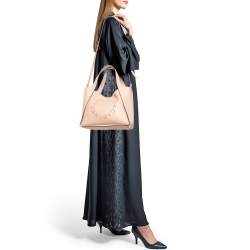 Pre Owned Stella McCartney Beige Faux Leather Perforated Logo Tote