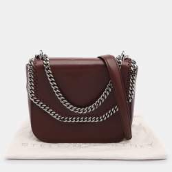 Pre Owned Stella McCartney Burgundy Faux Leather Box Falabella Shoulder Bag
