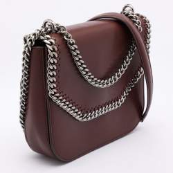 Pre Owned Stella McCartney Burgundy Faux Leather Box Falabella Shoulder Bag