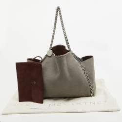Pre Owned Stella McCartney Grey/Burgundy Faux Suede Reversible Falabella Shopper Tote