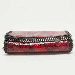 Pre Owned Stella McCartney Red/Black Python Embossed Faux Leather Falabella Flap Crossbody Bag