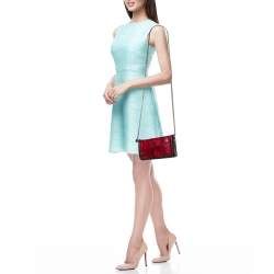 Pre Owned Stella McCartney Red/Black Python Embossed Faux Leather Falabella Flap Crossbody Bag