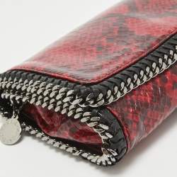 Pre Owned Stella McCartney Red/Black Python Embossed Faux Leather Falabella Flap Crossbody Bag