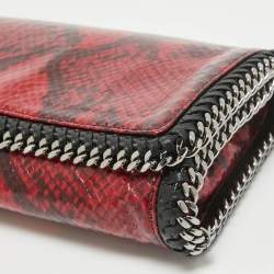 Pre Owned Stella McCartney Red/Black Python Embossed Faux Leather Falabella Flap Crossbody Bag