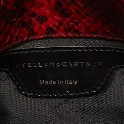 Pre Owned Stella McCartney Red/Black Python Embossed Faux Leather Falabella Flap Crossbody Bag
