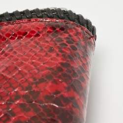 Pre Owned Stella McCartney Red/Black Python Embossed Faux Leather Falabella Flap Crossbody Bag