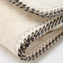 Pre Owned Stella McCartney Off White Quilted Faux Suede Falabella Flap Bag