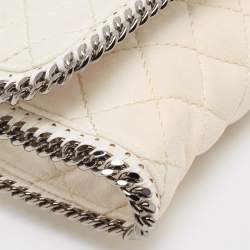 Pre Owned Stella McCartney Off White Quilted Faux Suede Falabella Flap Bag