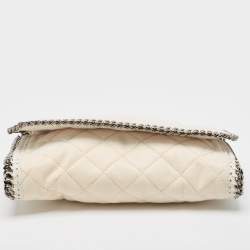 Pre Owned Stella McCartney Off White Quilted Faux Suede Falabella Flap Bag