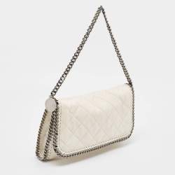 Pre Owned Stella McCartney Off White Quilted Faux Suede Falabella Flap Bag