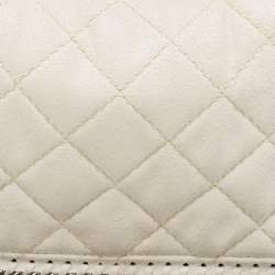 Pre Owned Stella McCartney Off White Quilted Faux Suede Falabella Flap Bag