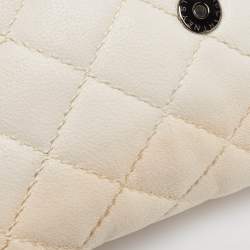 Pre Owned Stella McCartney Off White Quilted Faux Suede Falabella Flap Bag