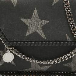 Pre Owned Stella McCartney Black Denim Star Falabella Wallet Crossbody Bag