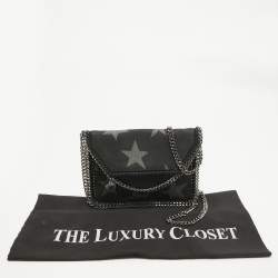 Pre Owned Stella McCartney Black Denim Star Falabella Wallet Crossbody Bag