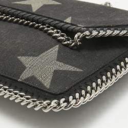 Pre Owned Stella McCartney Black Denim Star Falabella Wallet Crossbody Bag