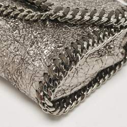 Pre Owned Stella McCartney Grey Faux Patent Leather Micro Falabella Flap Crossbody Bag