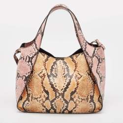 Pre Owned Stella McCartney Multicolor Faux Snakeskin Embossed Leather Logo Tote