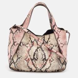 Pre Owned Stella McCartney Multicolor Faux Snakeskin Embossed Leather Logo Tote