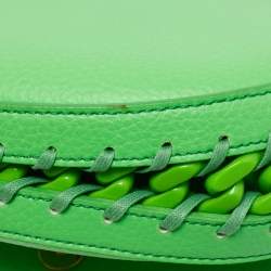 Stella McCartney Green Faux Leather Frayme Flap Crossbody Bag