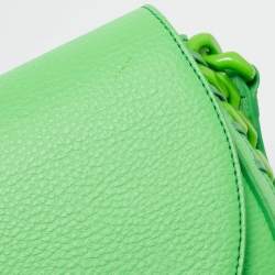 Stella McCartney Green Faux Leather Frayme Flap Crossbody Bag