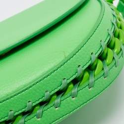 Stella McCartney Green Faux Leather Frayme Flap Crossbody Bag