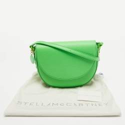 Stella McCartney Green Faux Leather Frayme Flap Crossbody Bag