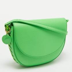 Stella McCartney Green Faux Leather Frayme Flap Crossbody Bag