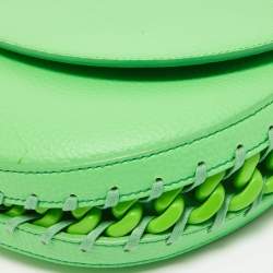 Stella McCartney Green Faux Leather Frayme Flap Crossbody Bag