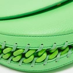 Stella McCartney Green Faux Leather Frayme Flap Crossbody Bag