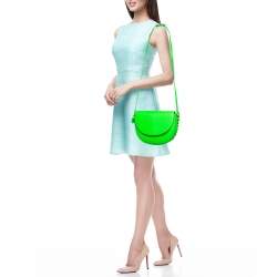 Stella McCartney Green Faux Leather Frayme Flap Crossbody Bag